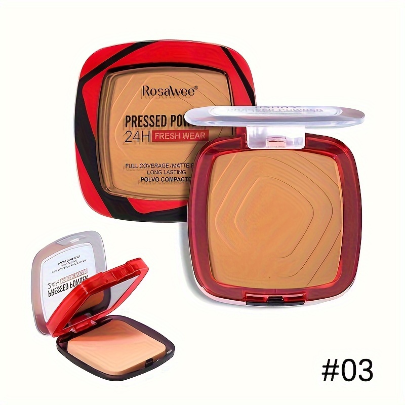 Matte Full Coverage Pressed Powder Foundation with Puff 24H Fresh Wear, Weightless Finishing Makeup