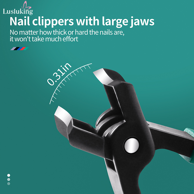 Large Jaw 8mm Opening Nail Clipper Thick & Hard Nail Cutter Stainless Steel Manicure Tool with Anti Splash Design