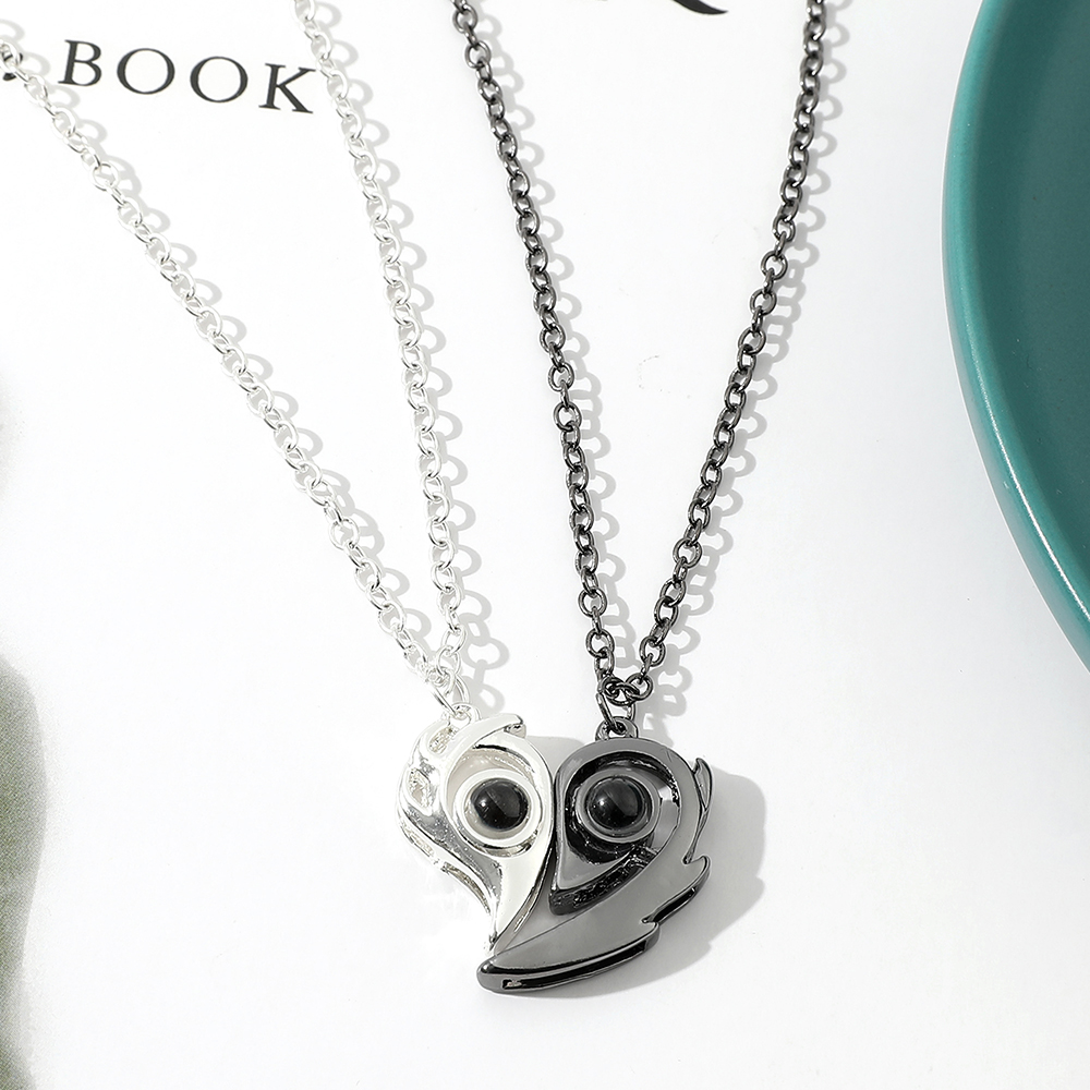 Fashion Creative Heart Necklace, Magnetic Couple Pendant, Romantic Lover Jewelry Gift