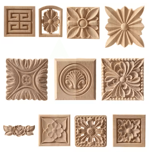 European Floral Wood Corner Applique Carved Furniture Trim Decor