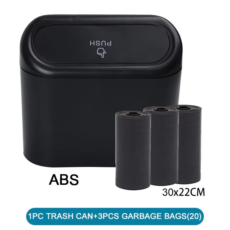 Leak-Proof Car Trash Can with Lid Mini Garbage Bin and 300 Bags