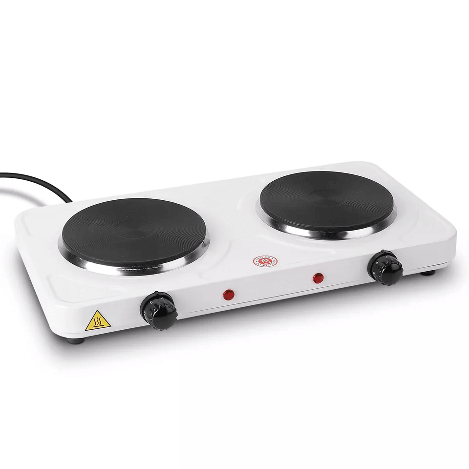 Dual Portable Electric Hot Plate, Double Burner Cast Iron Stove for Kitchen, Camping & Travel