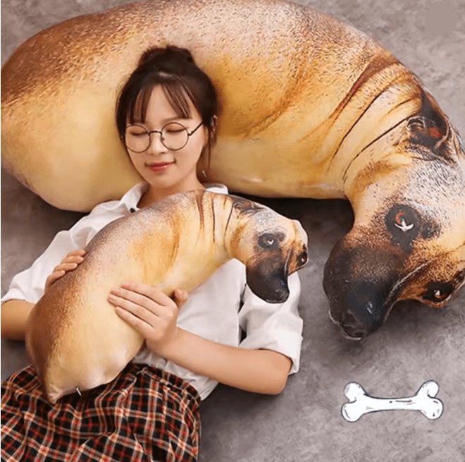 3D Lifelike Dog Head Throw Pillow Cute Animal Cushion Decor