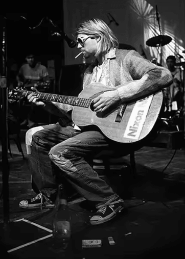 Kurt Cobain Black & White Poster Retro Rock Music Wall Art Canvas Print