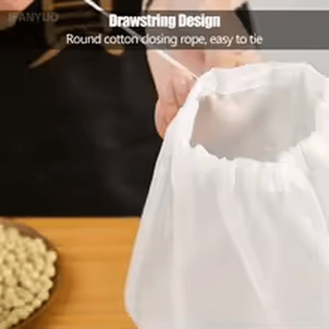 Reusable Fine Mesh Nut Milk & Food Strainer Bag Multi-Purpose Nylon Filter for Yogurt, Tea, Juice, and More