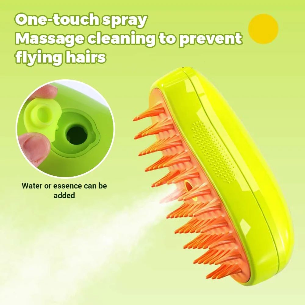 3-in-1 Steam Pet Grooming Brush with Massage & Shedding Control for Cats and Dogs
