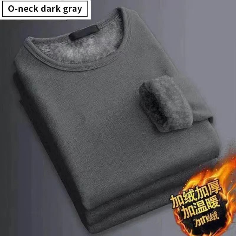Men Plush Thermal Long Sleeve T Shirt Plus Velvet Fleece Lined Winter Base Layer Top