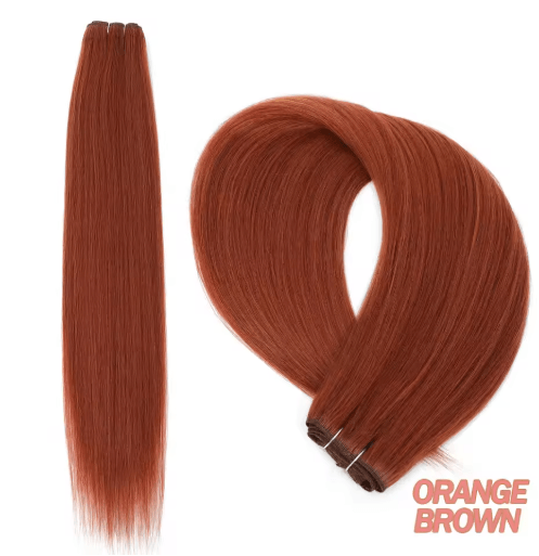32-Inch Ombre Straight Synthetic Hair Bundle, 200g High-Temperature Fiber (27/613, Brown, Grey, M618)