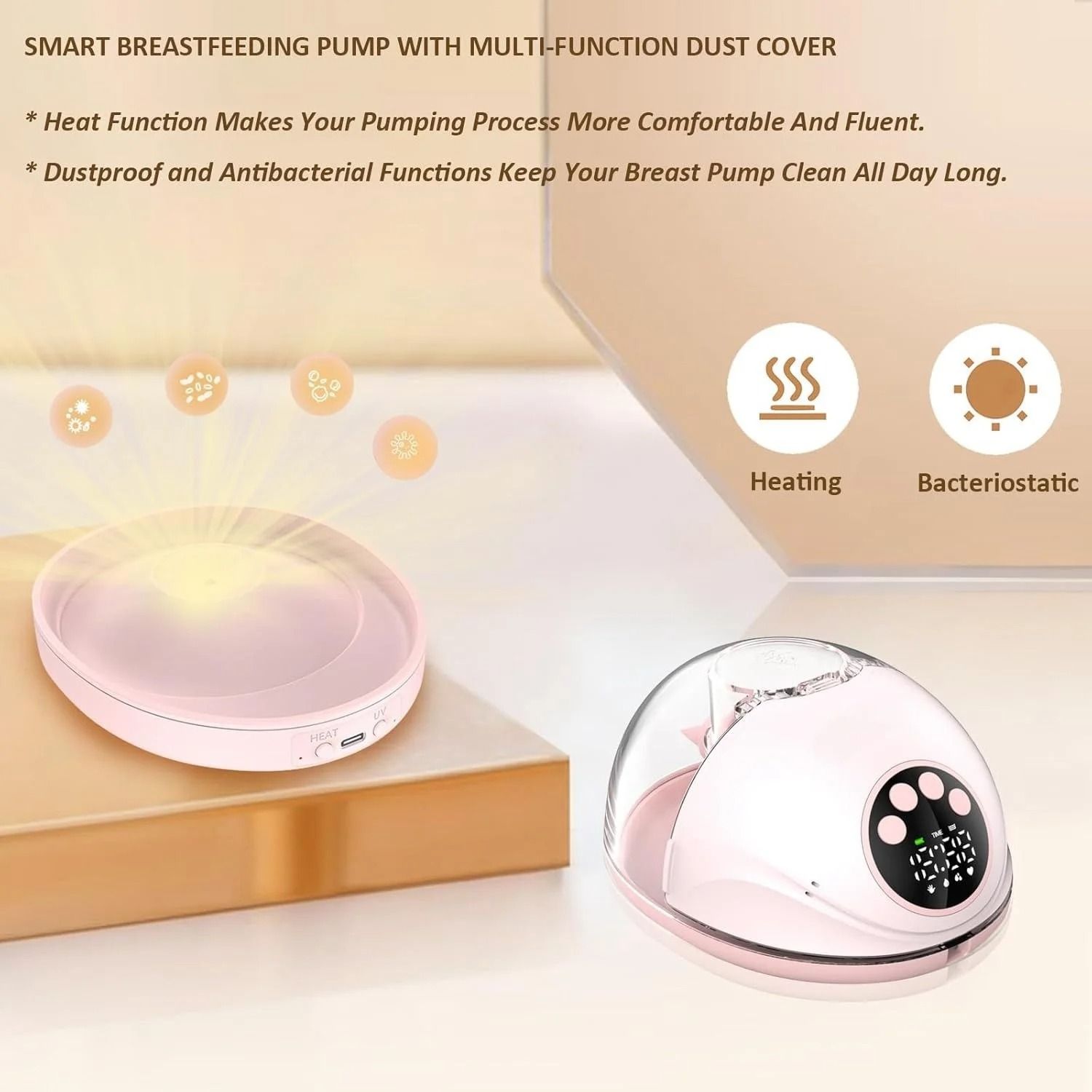 Electric Hands-Free Wearable Breast Pump with Heating and UV Sterilization Lid Option – BPA-Free Wireless Breastfeeding