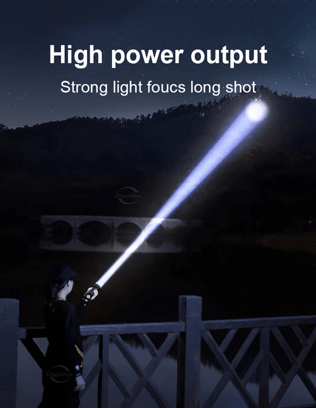 Ultra Bright LED Rechargeable Flashlight with Zoomable Beam and 50000 Lumens Power