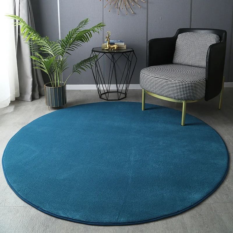 Modern Coral Velvet Round Carpet | Ultra-Soft Short Plush Living Room Rug