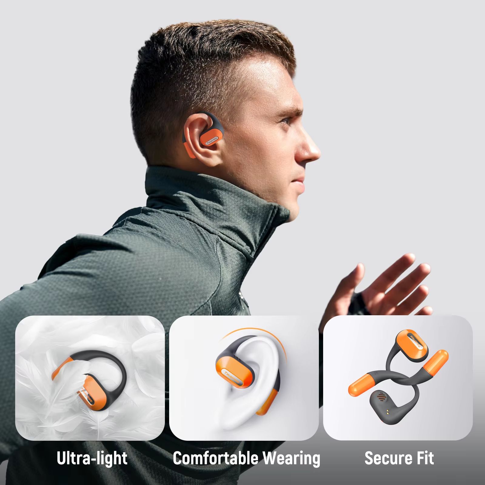 Truefree O2 Open Ear Headphones with Directional Acoustics Bluetooth Wireless Earbuds