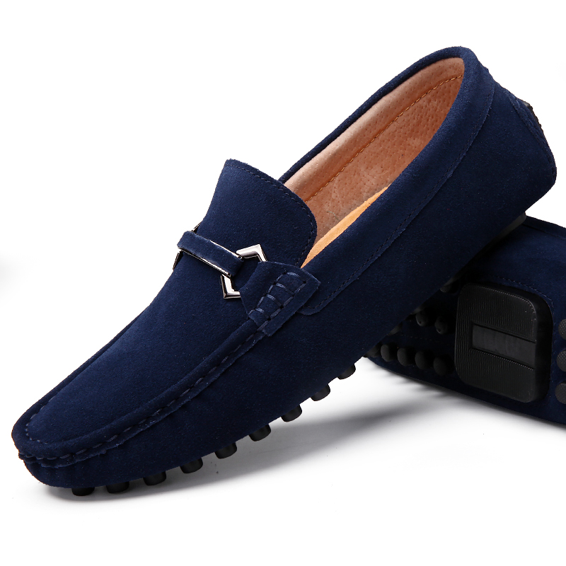 High Quality Suede Slip on Men Loafers, Genuine Leather Casual Shoes, Soft Non Slip Driving Flats