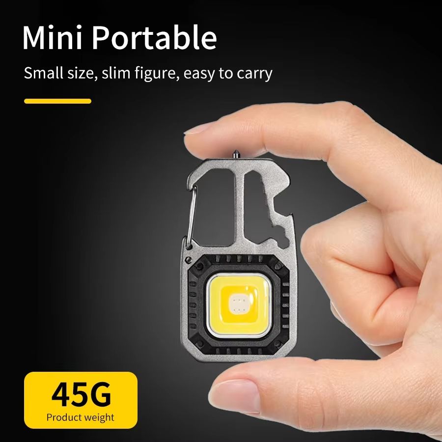 Ultra Small Rechargeable COB Keychain LED Light with Multi-Function Tools
