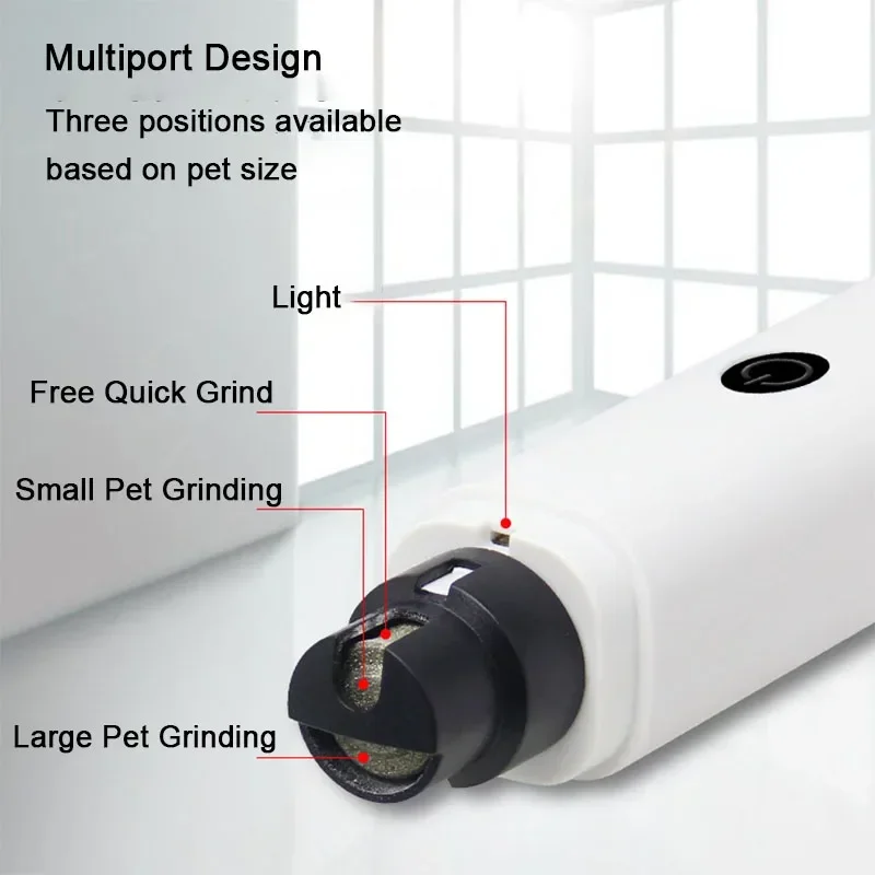 Electric Dog Nail Grinder with LED Light, Rechargeable USB Pet Nail Clipper for Quiet, Safe Trimming of Dog & Cat Paws