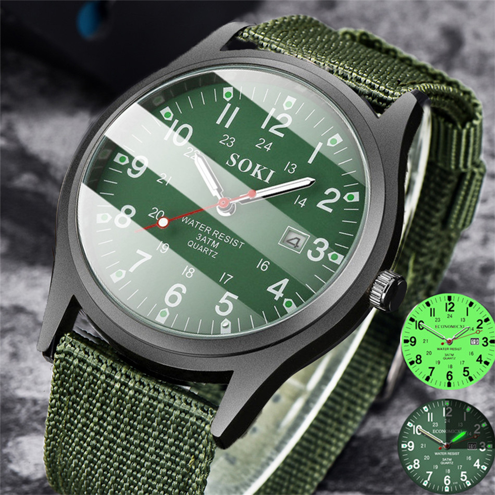 Luminous Hands Military Quartz Watch for Men Casual Nylon Sports Wristwatch