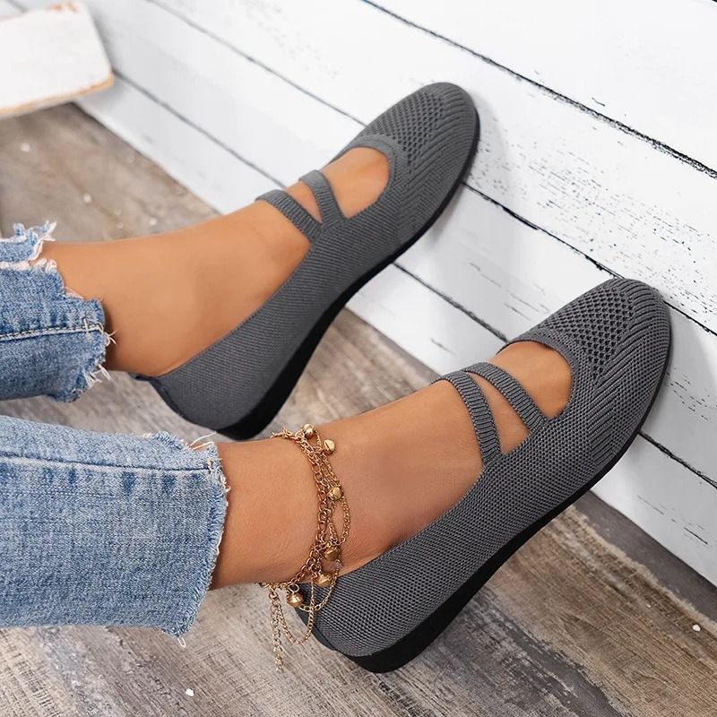 Womens Elastic Knitted Slip On Breathable Loafers Lightweight Street Flats