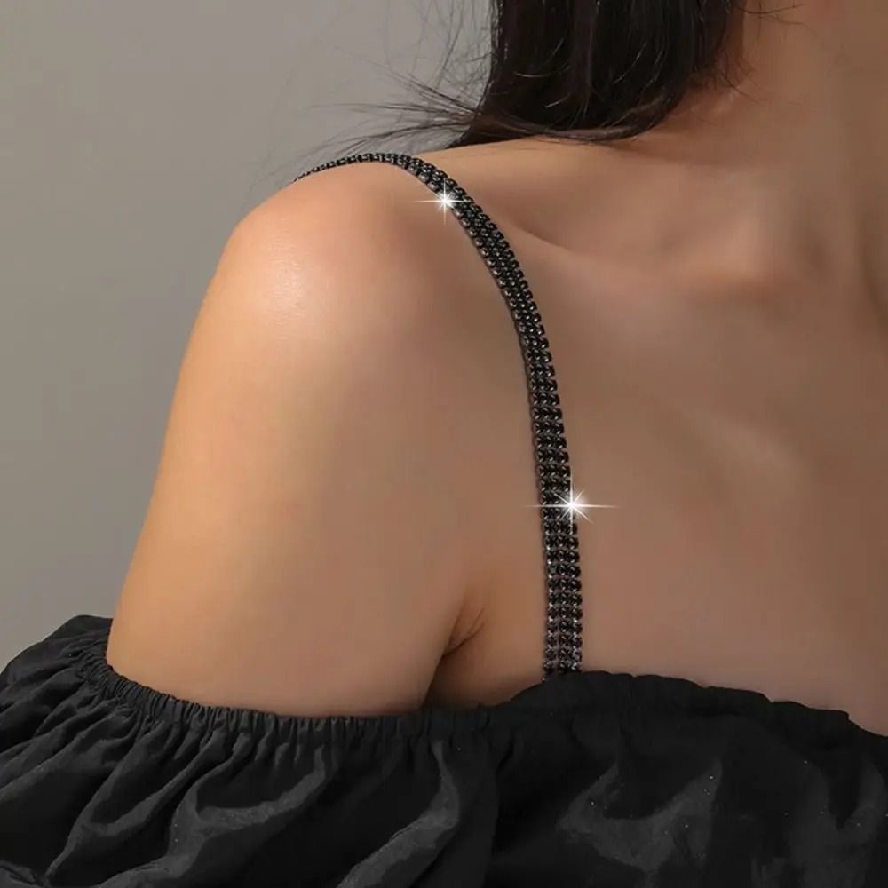 Rhinestone Bra Straps – Three-Row Adjustable Metal Underwear Straps – High-Yield Lingerie Interaction Hub
