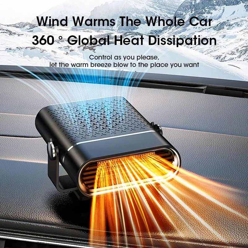 12V Portable Car Heater Defroster & Defogger with 360° Rotating Vent