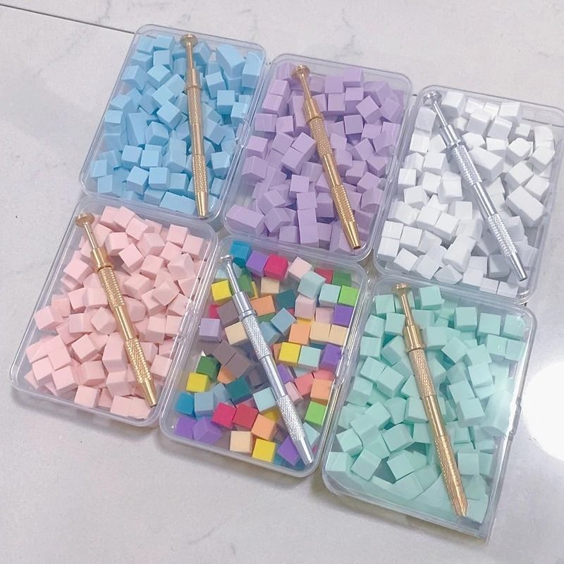 100 Piece Gradient Sponge Brush Set for Nail Art and Gel Polish