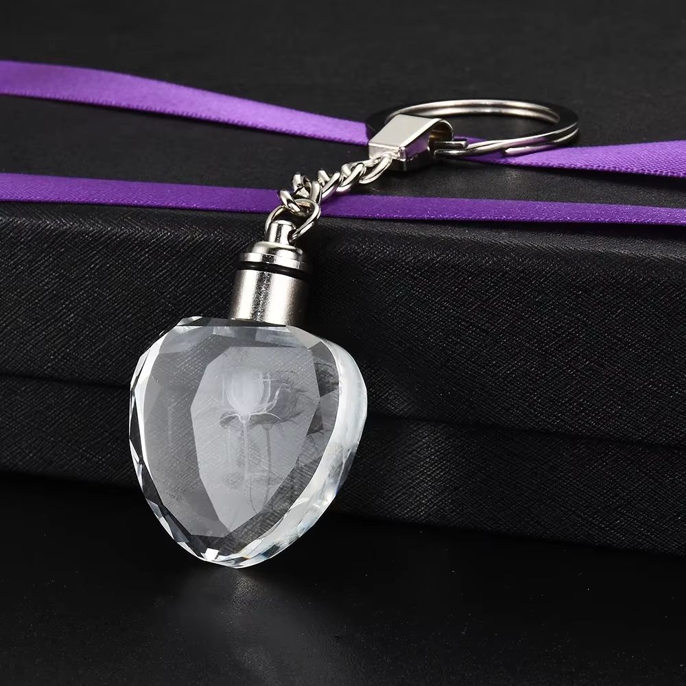Fairy Rose Heart Crystal LED Keychain Lover Gift Bag Charm