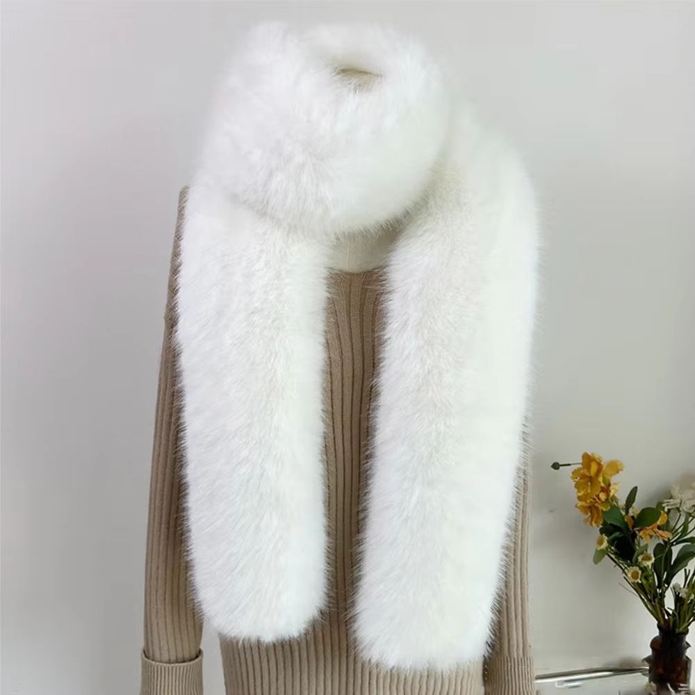 Luxury Plush Fake Fur Long Scarf 70.87in Soft Winter Wrap & Shawl