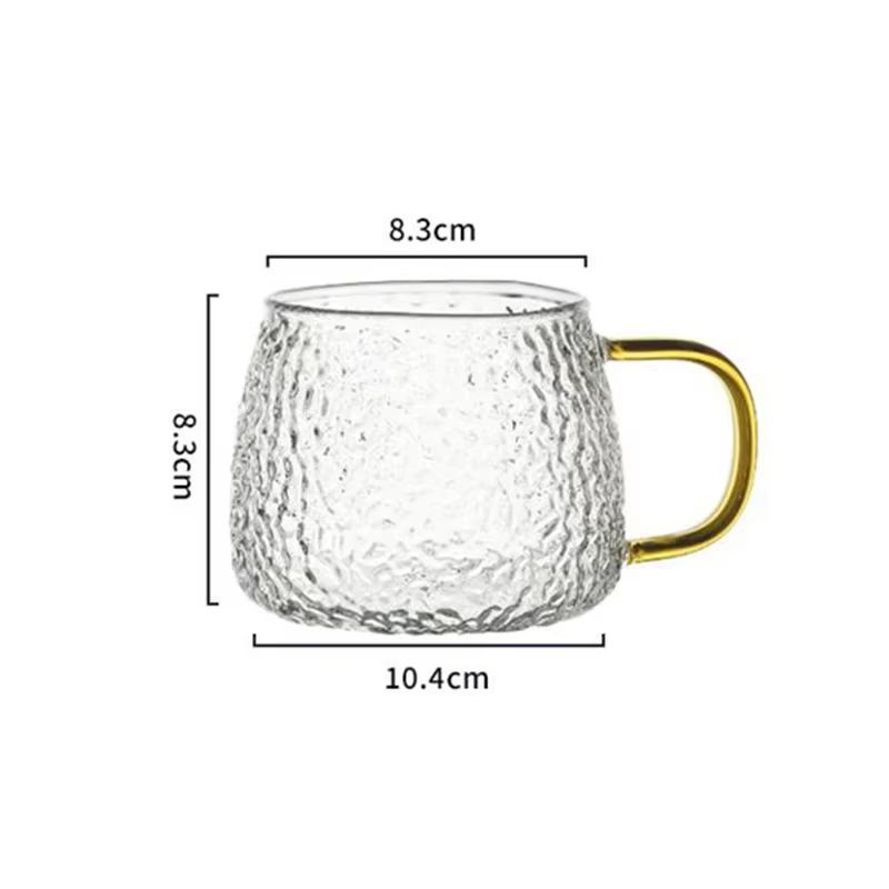 13.53 fl oz Hammer Pattern Heat Resistant Glass Coffee Mug with Handle