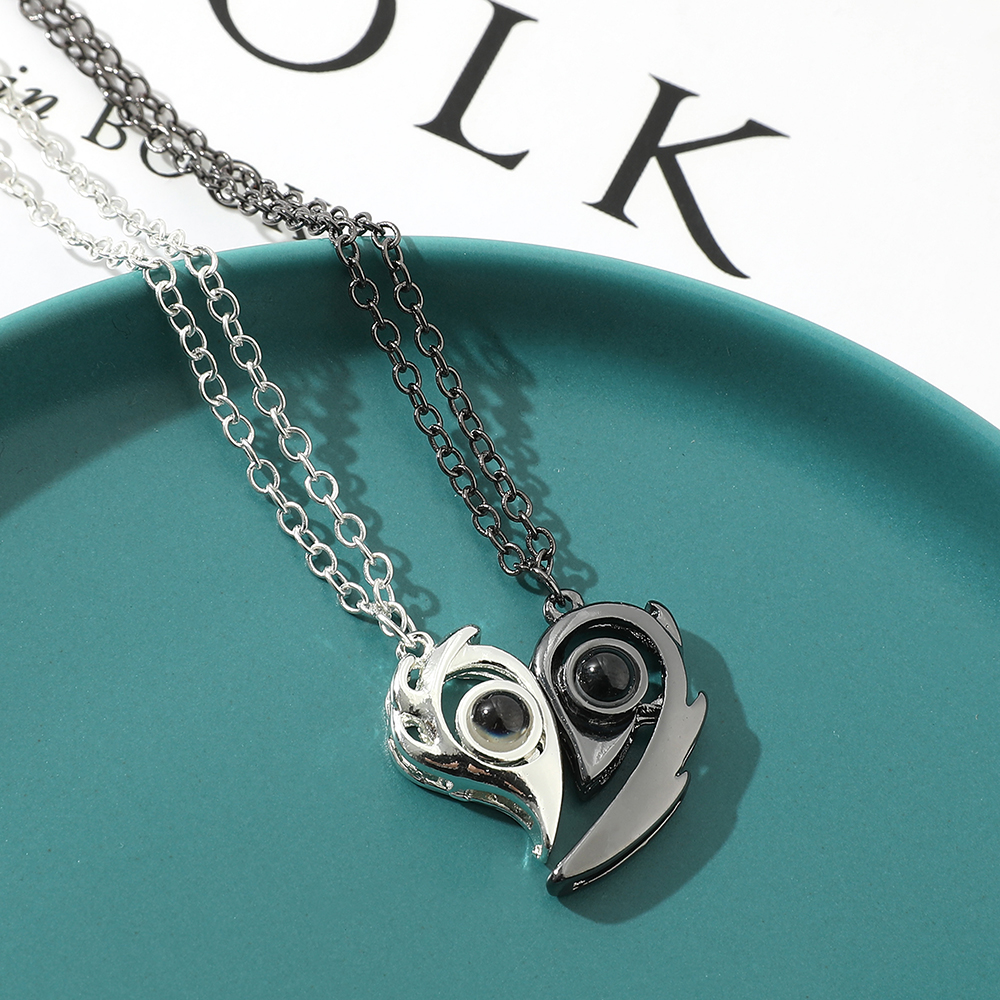 Fashion Creative Heart Necklace, Magnetic Couple Pendant, Romantic Lover Jewelry Gift