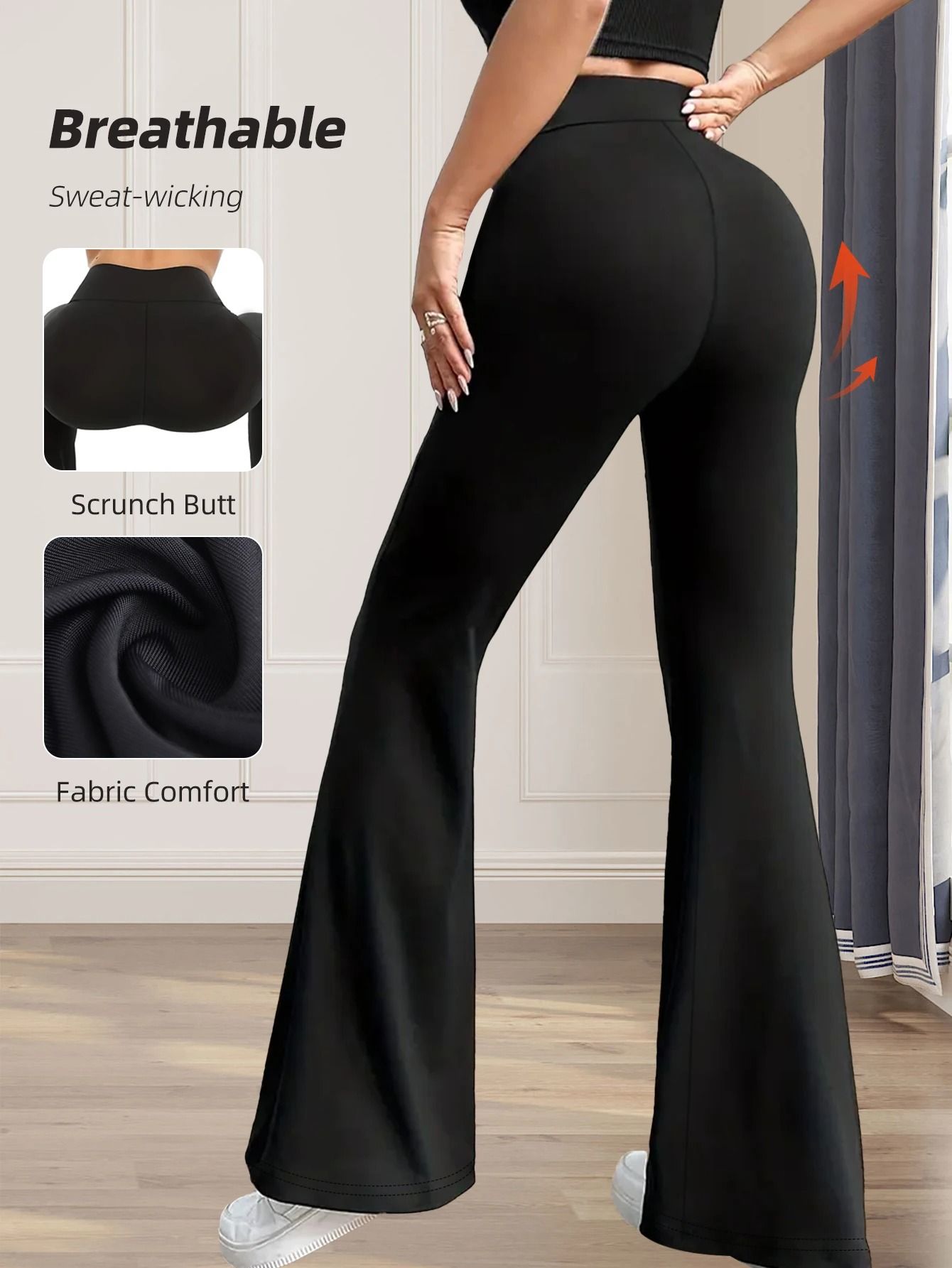 High Waisted Slim Fit Flared Pants for Women