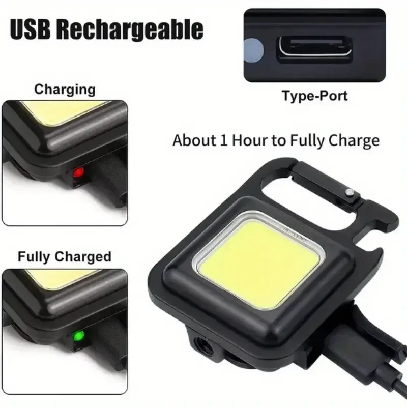 Mini High Bright Camping Lights, Convenient Keychain Multi-function Rechargeable Emergency Light