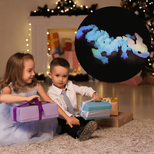3D Printed Crystal Dragon Figurine Articulated Movable Dragon with Gemstone Accents for Kids