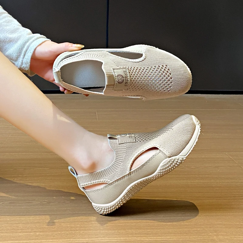 New Summer Trendy Mesh Sandals, Hollow Breathable Casual Board Shoes, Thick Sole Versatile Women's Vulcanized Shoes