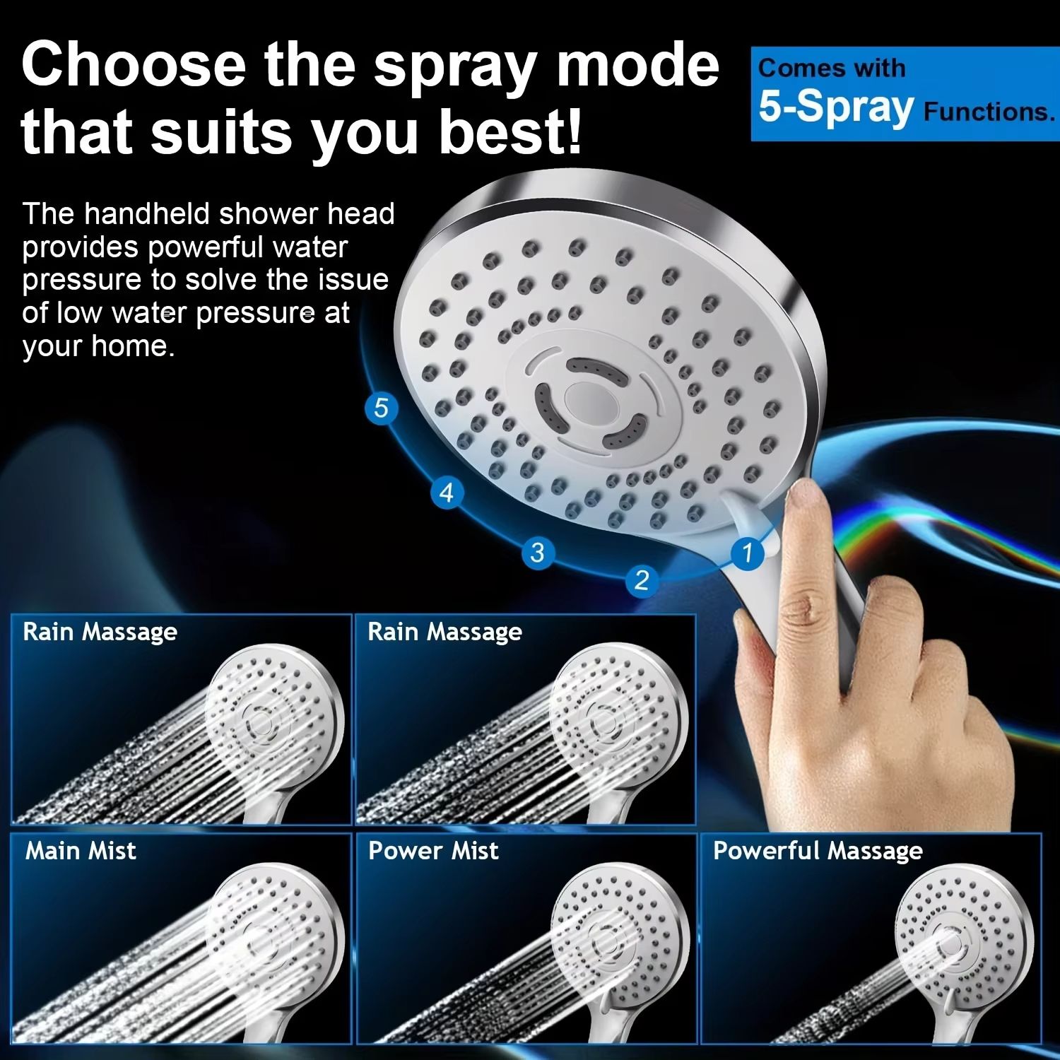 Premium Chrome-Plated Concealed Shower Set with Stainless Steel Pressurized Handheld Spray