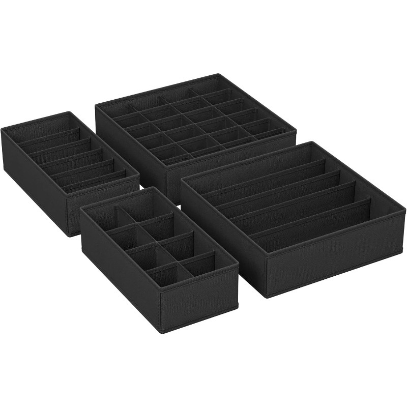 Foldable Drawer Organizer Set Closet Storage System for Bras Socks Ties Polyester Material