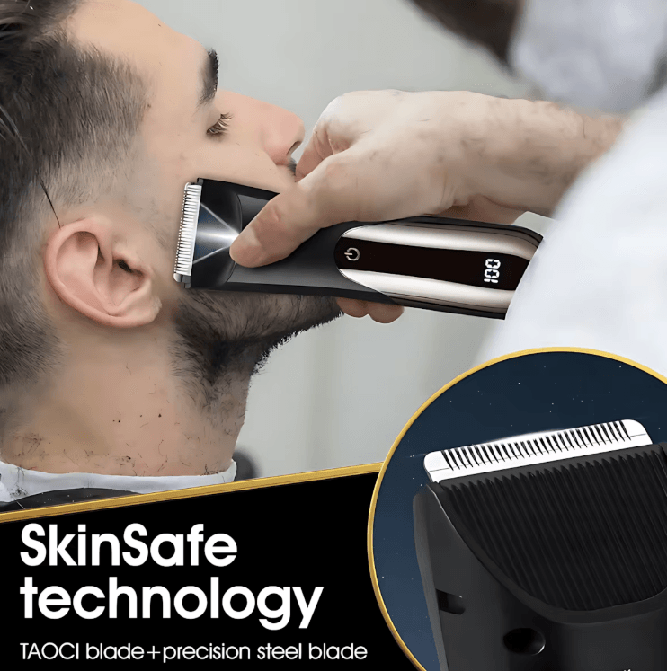 USB Rechargeable Electric Beard Trimmer LCD Display Precision Shaver for Men