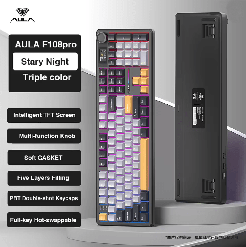 AULA F108 Pro Wireless Mechanical Keyboard with TFT Display