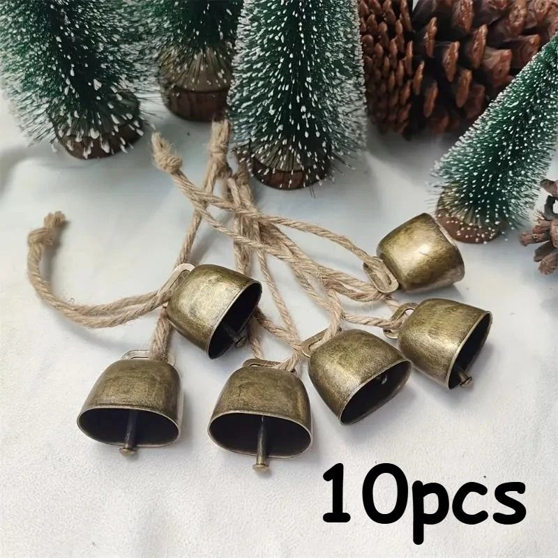 Rustic Jingle Bells Set on Twine Christmas Cow Bells Farmhouse Decor