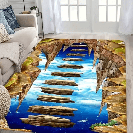 3D Desert Crack Rug – Non-Slip Machine Washable Abstract Floor Carpet