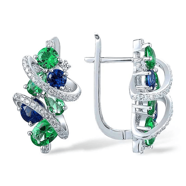 EmeraldWave CZ Hoop Earrings