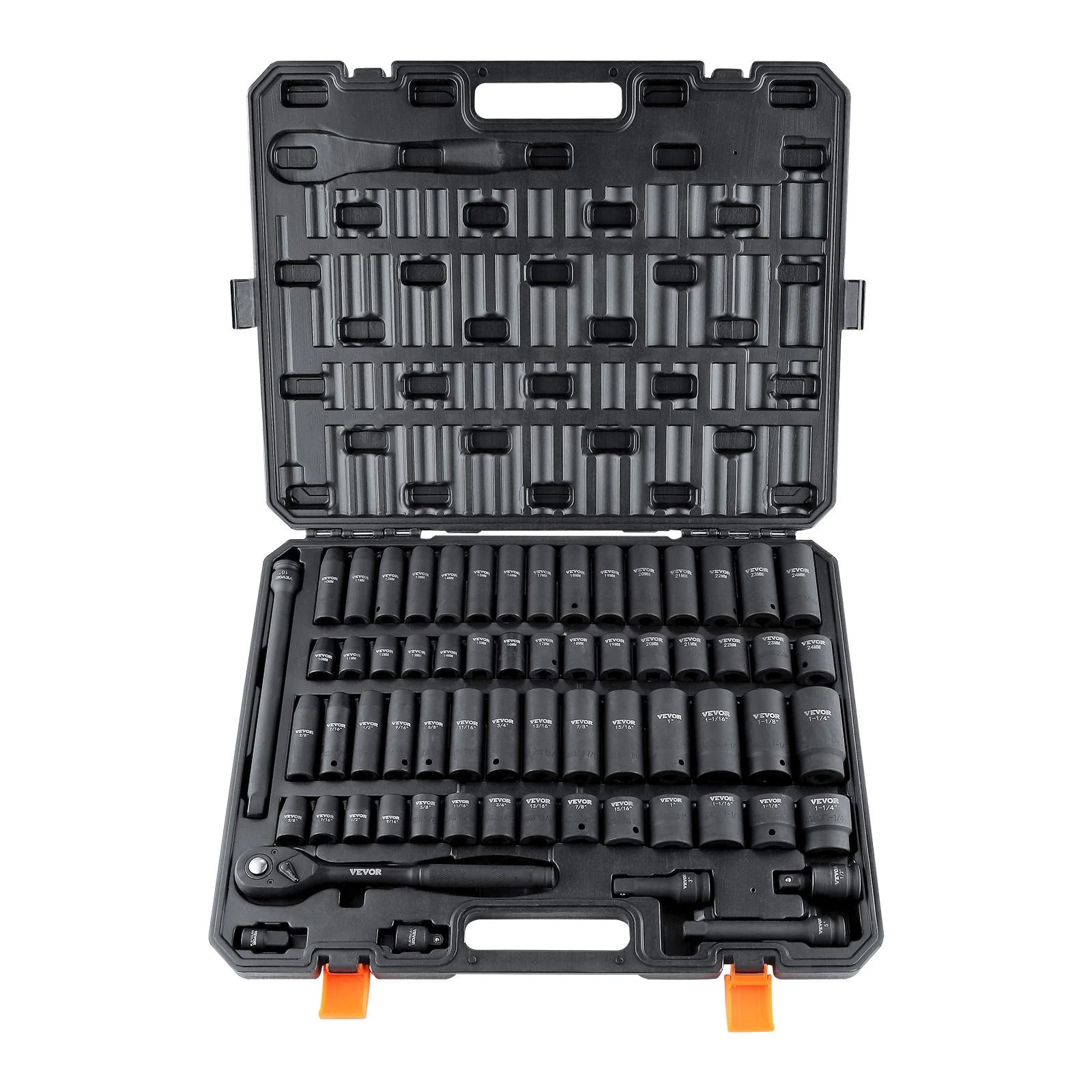 SucceBuy Impact Socket Set 1 2 Drive 6 Point Cr-V Alloy Steel for Auto Repair