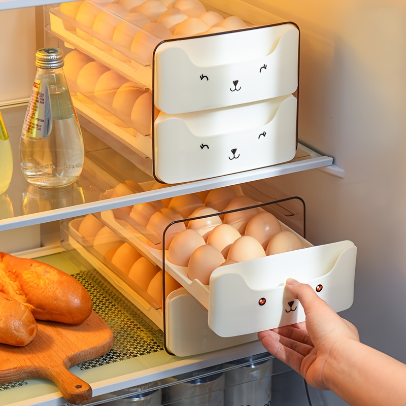 Plastic Layer Kitchen Egg Storage Box Refrigerator Organizer Rack Fresh Large Capacity Storage
