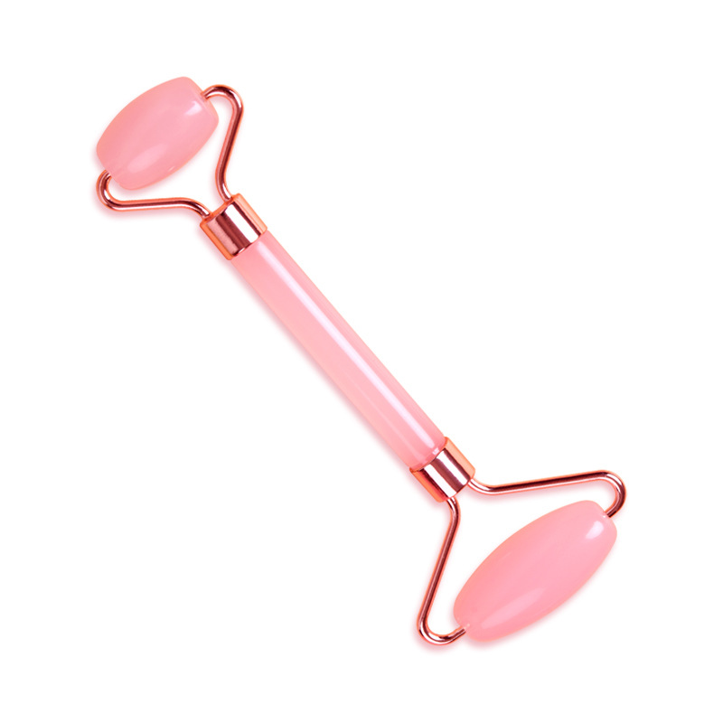Pink Natural Resin Jade Roller Gua Sha Scraper Set, Face Lift Massager, Anti-Wrinkle & Double Chin Remover Beauty Skin