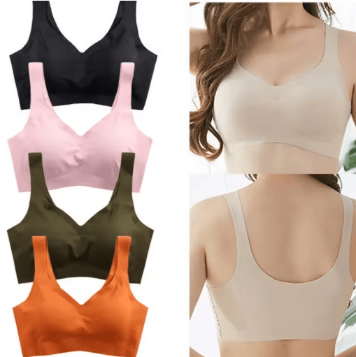 Seamless Ice Silk Wireless Push Up Bra with Removable Pads