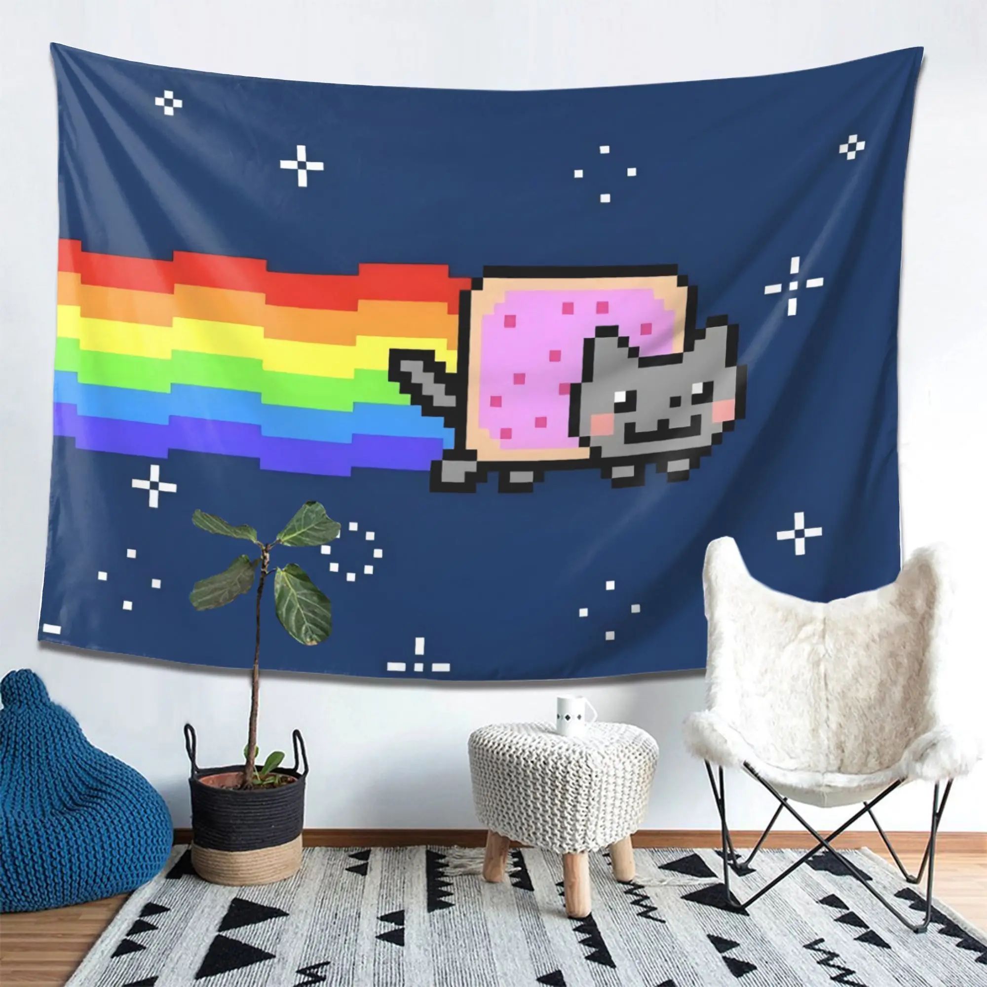 Nyan Cat Pixel Art Wall Tapestry