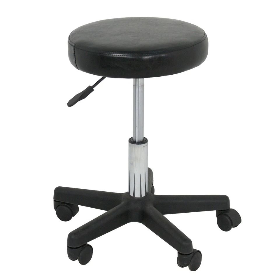 Adjustable Round Rolling Stool, Salon Swivel PU Leather Stool, Height Adjustable with Wheels, Smooth Casters