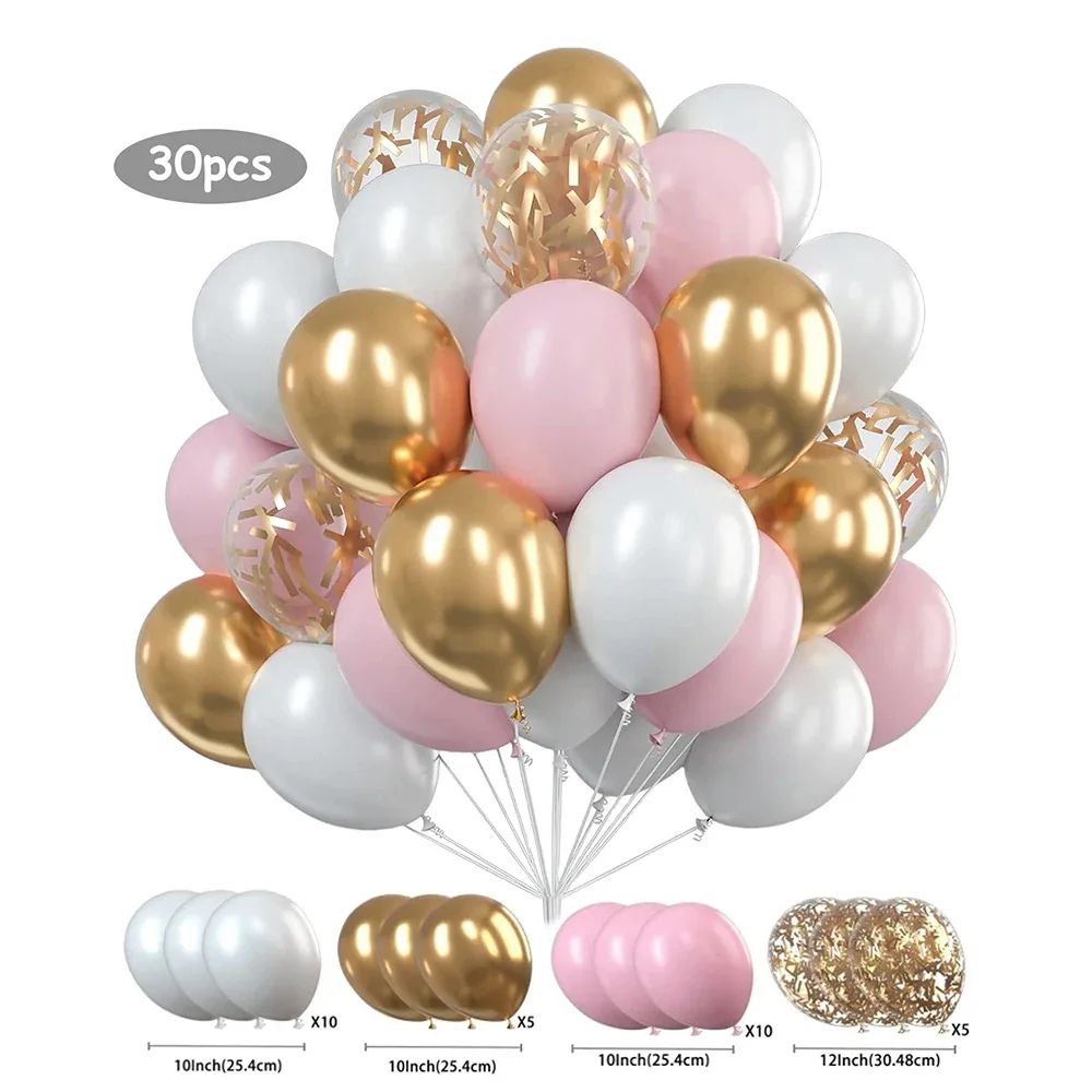 White and Gold Party Balloon Set
