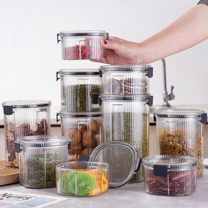 Striped Airtight Grain Storage Jar