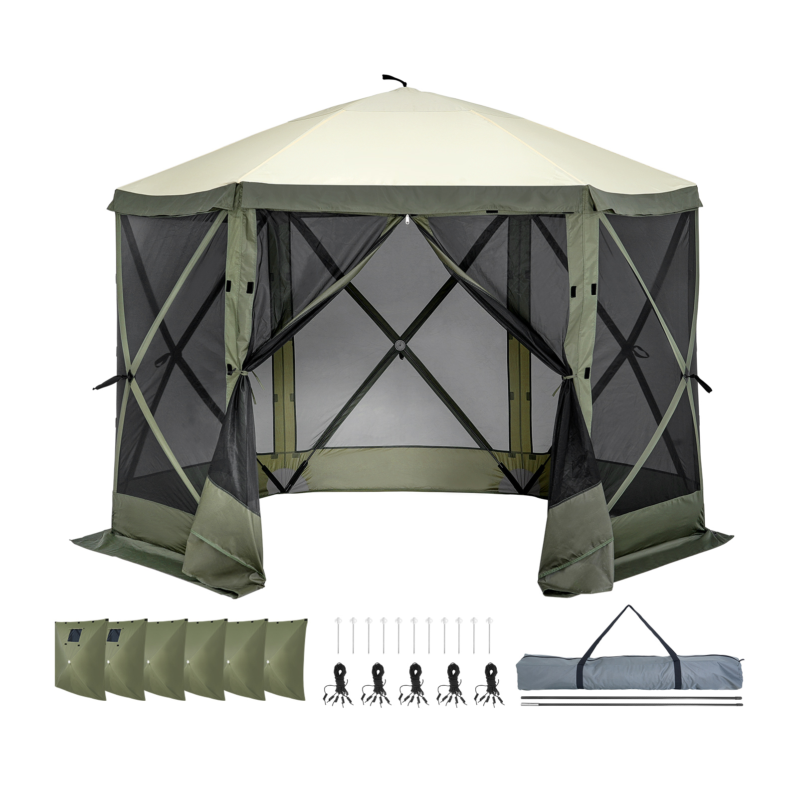 Pop Up Screen Tent Camping Gazebo Sun Shelter with Privacy Panels