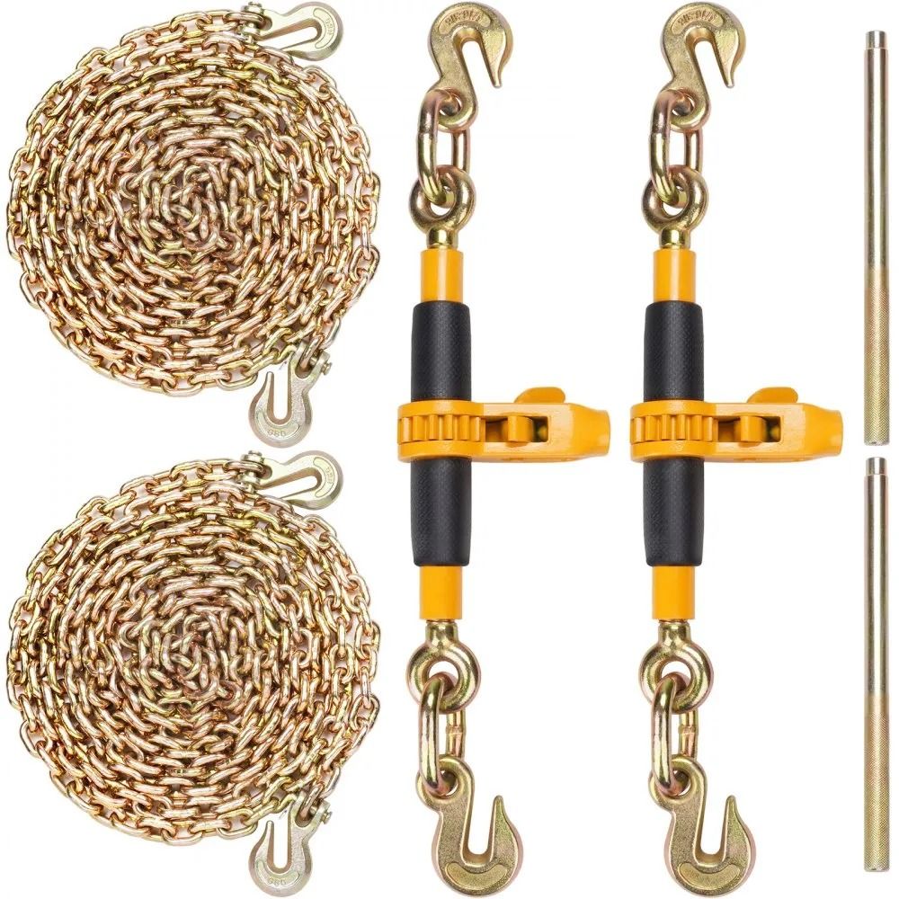 Labor-saving Anti-skid Handle Ratchet Chain Binder, Heavy Duty Load Binders with G80 Chains Labor-saving Anti-skid