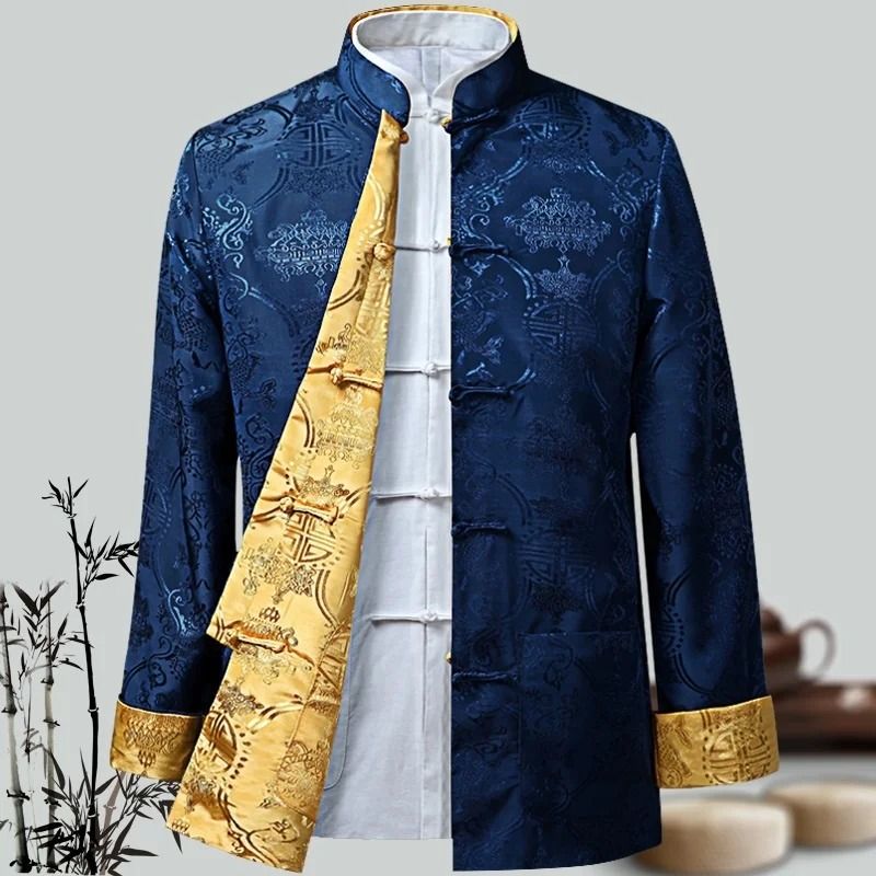 Mens Traditional Dragon Embroidered Tang Suit Jacket